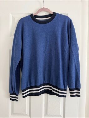 Free People Camp Collection Crewneck Sweater with Striped Hem
